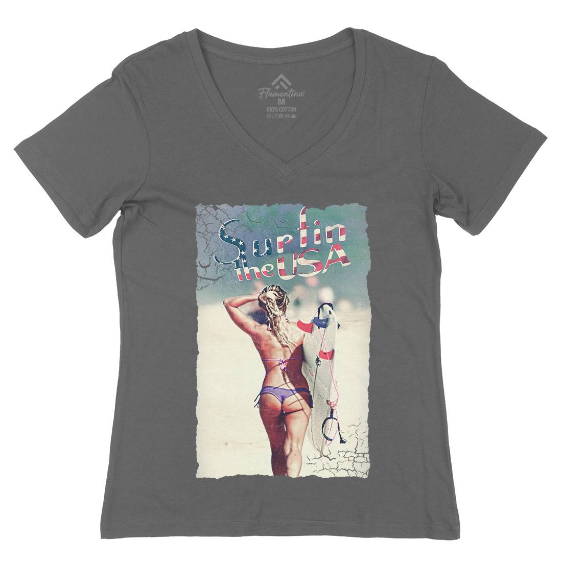 Surf&#39;s Up Dudes Womens Organic V-Neck T-Shirt Surf A918