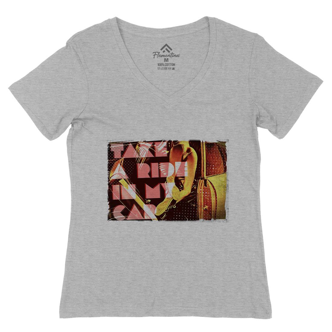 Sweet Ride Womens Organic V-Neck T-Shirt Art A919