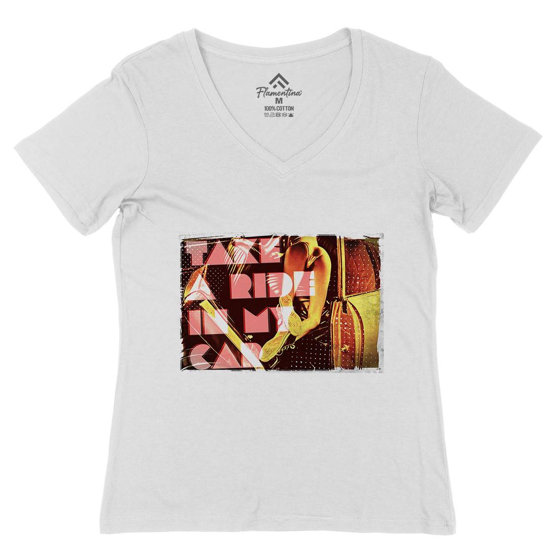 Sweet Ride Womens Organic V-Neck T-Shirt Art A919