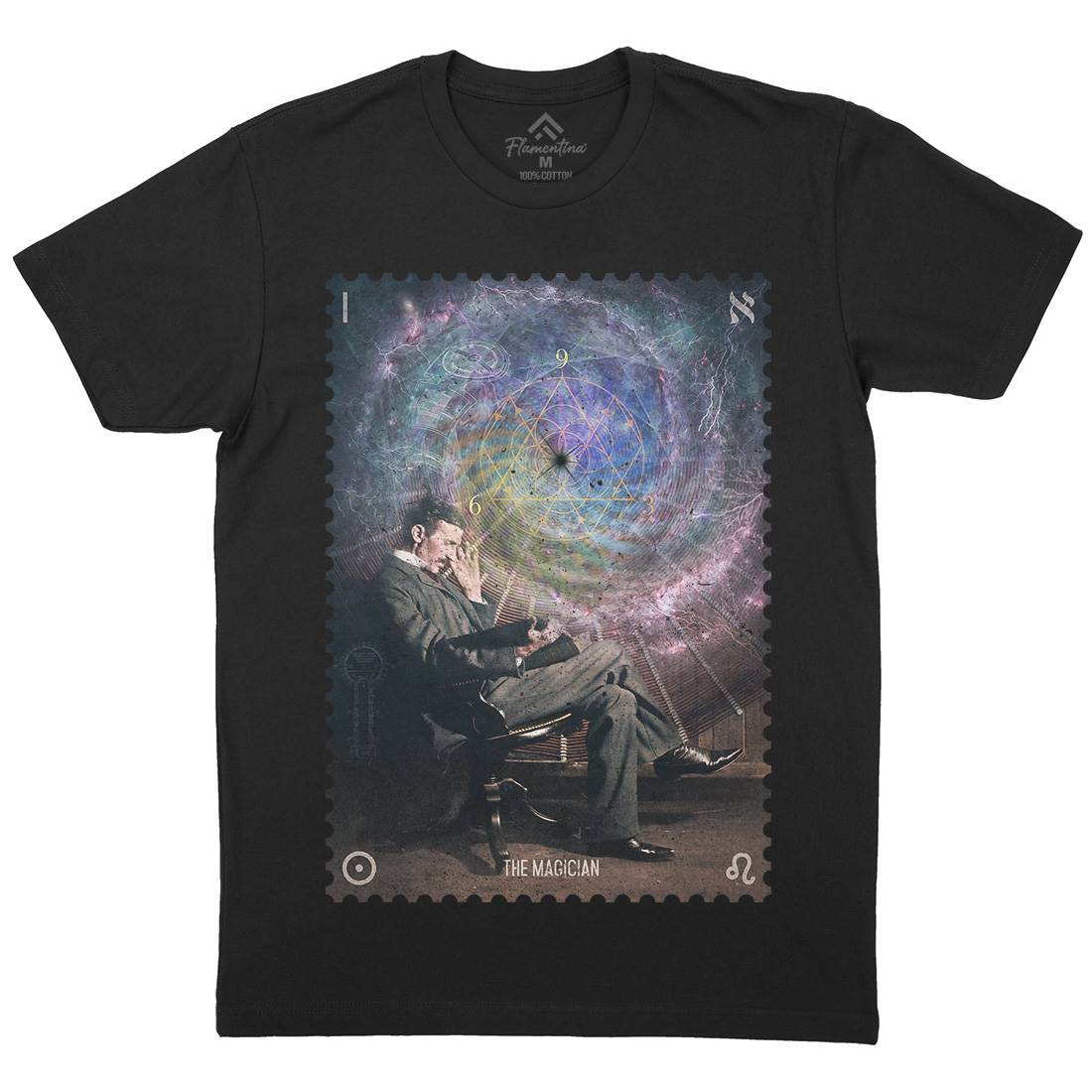 Tesla The Magician Mens Organic Crew Neck T-Shirt Science A920