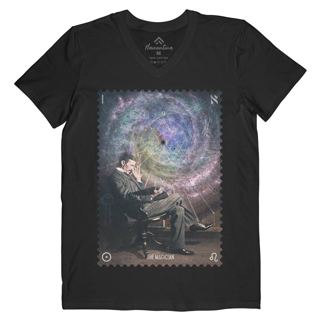 Tesla The Magician Mens V-Neck T-Shirt Science A920