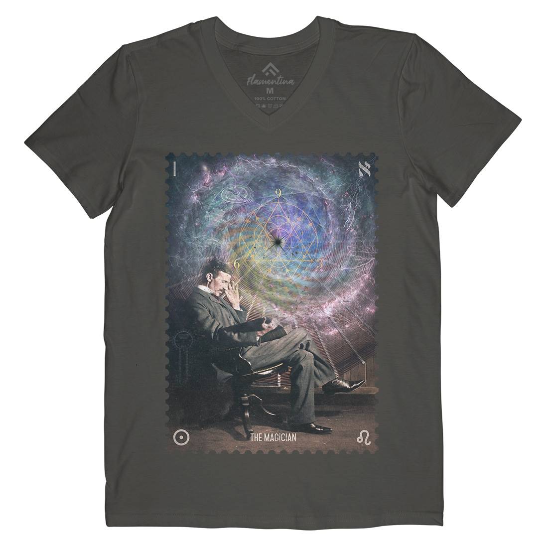 Tesla The Magician Mens V-Neck T-Shirt Science A920