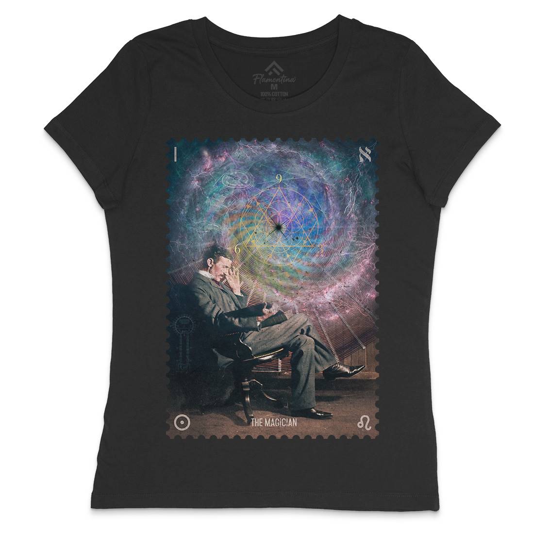 Tesla The Magician Womens Crew Neck T-Shirt Science A920