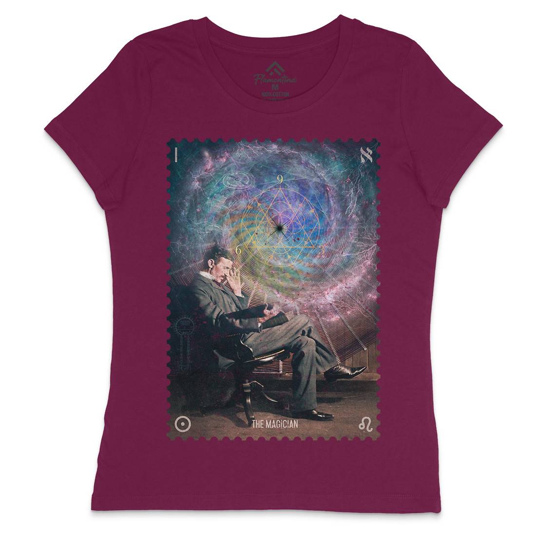 Tesla The Magician Womens Crew Neck T-Shirt Science A920