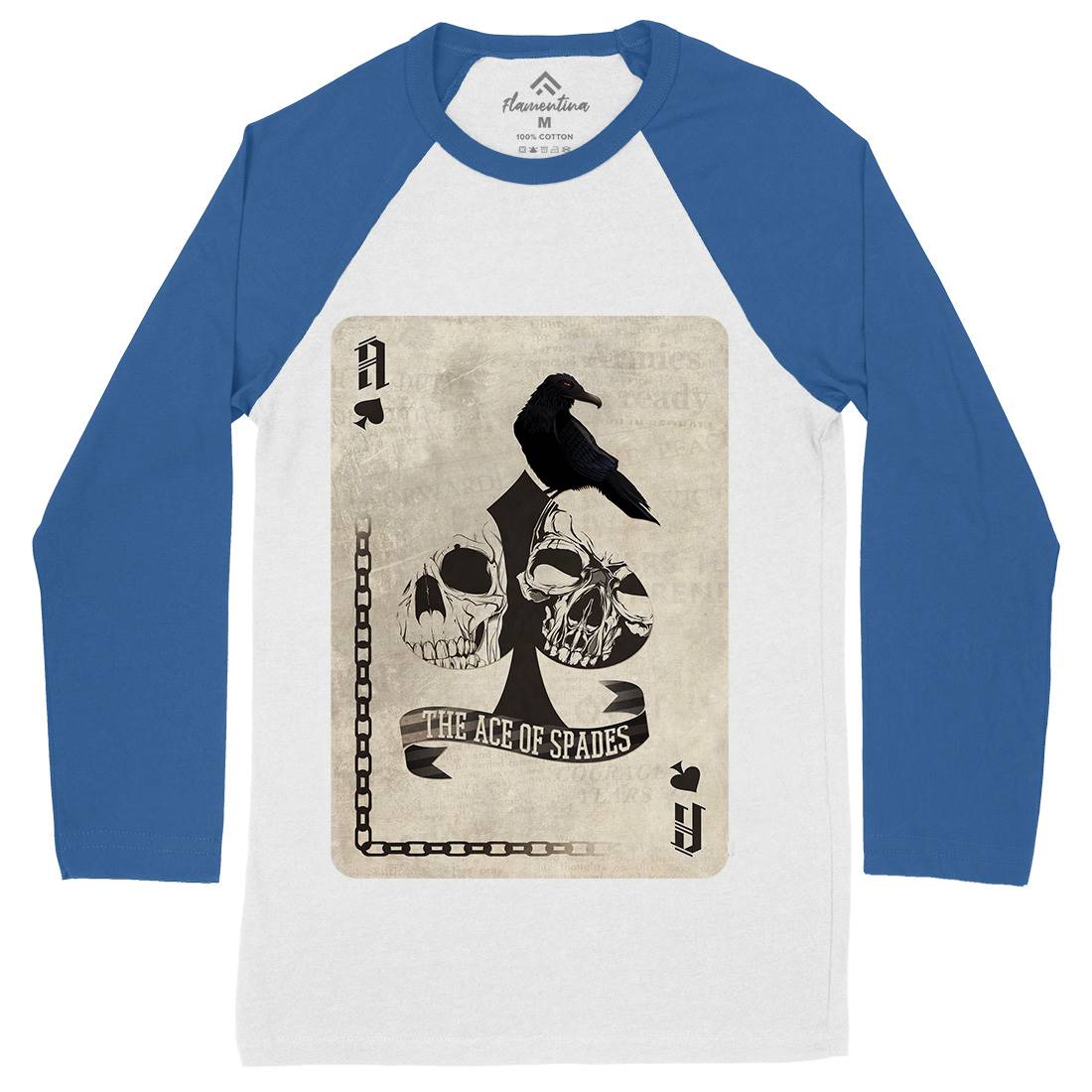 Ace Of Spades Mens Long Sleeve Baseball T-Shirt Horror A921