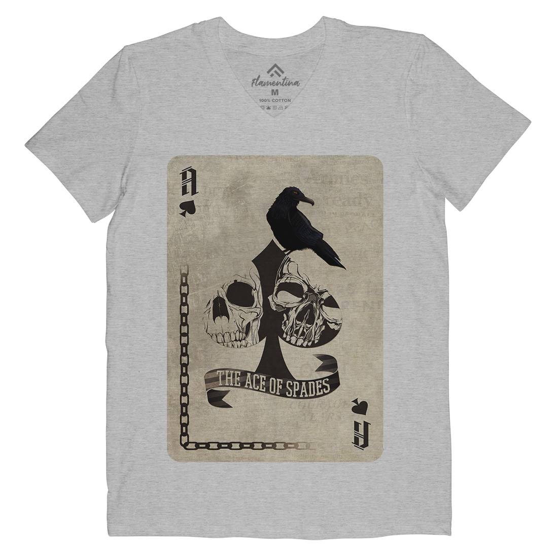 Ace Of Spades Mens Organic V-Neck T-Shirt Horror A921