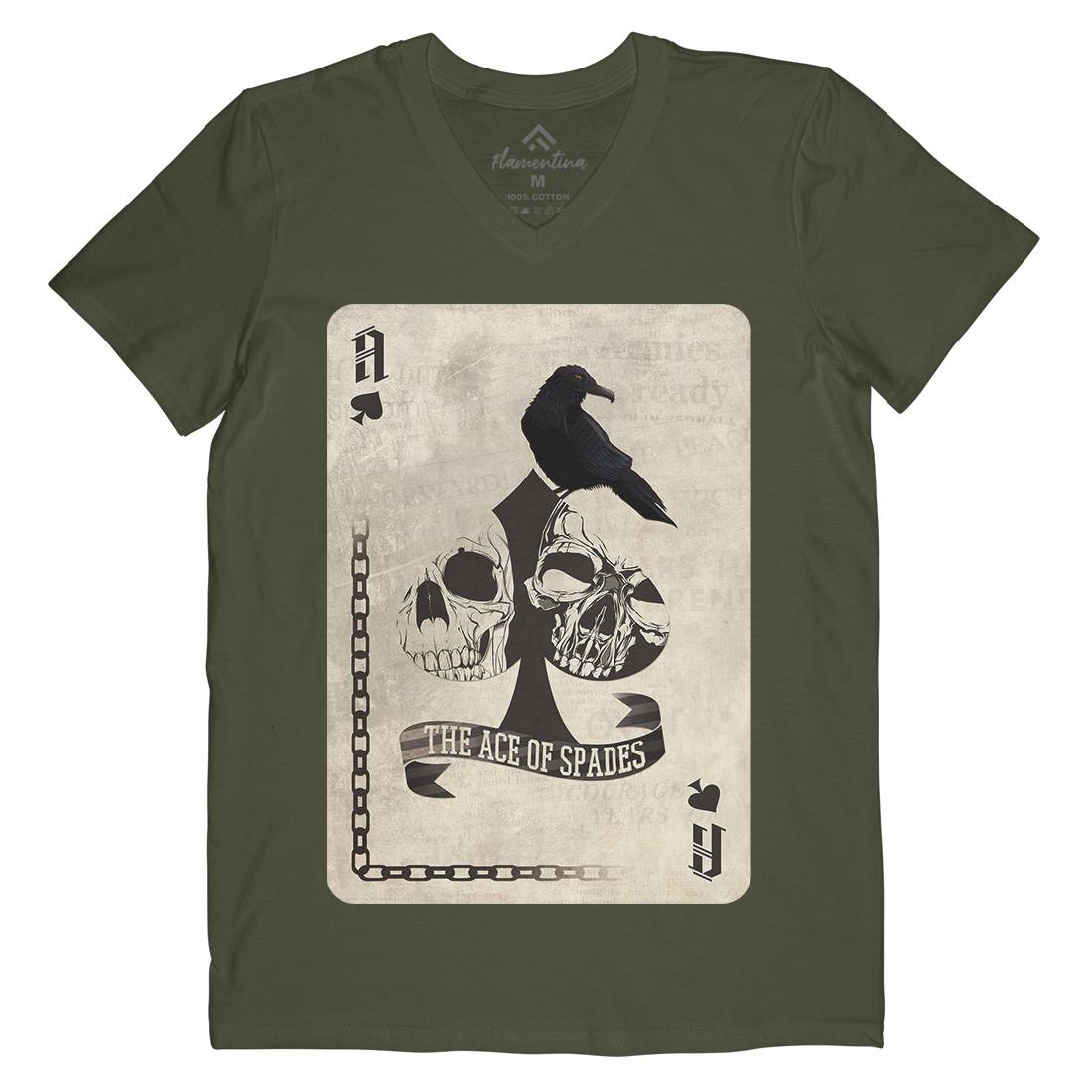 Ace Of Spades Mens Organic V-Neck T-Shirt Horror A921