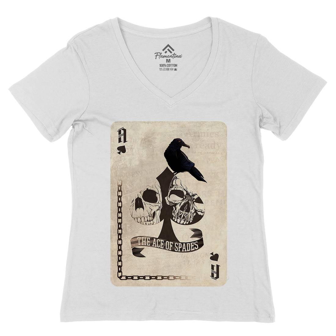 Ace Of Spades Womens Organic V-Neck T-Shirt Horror A921
