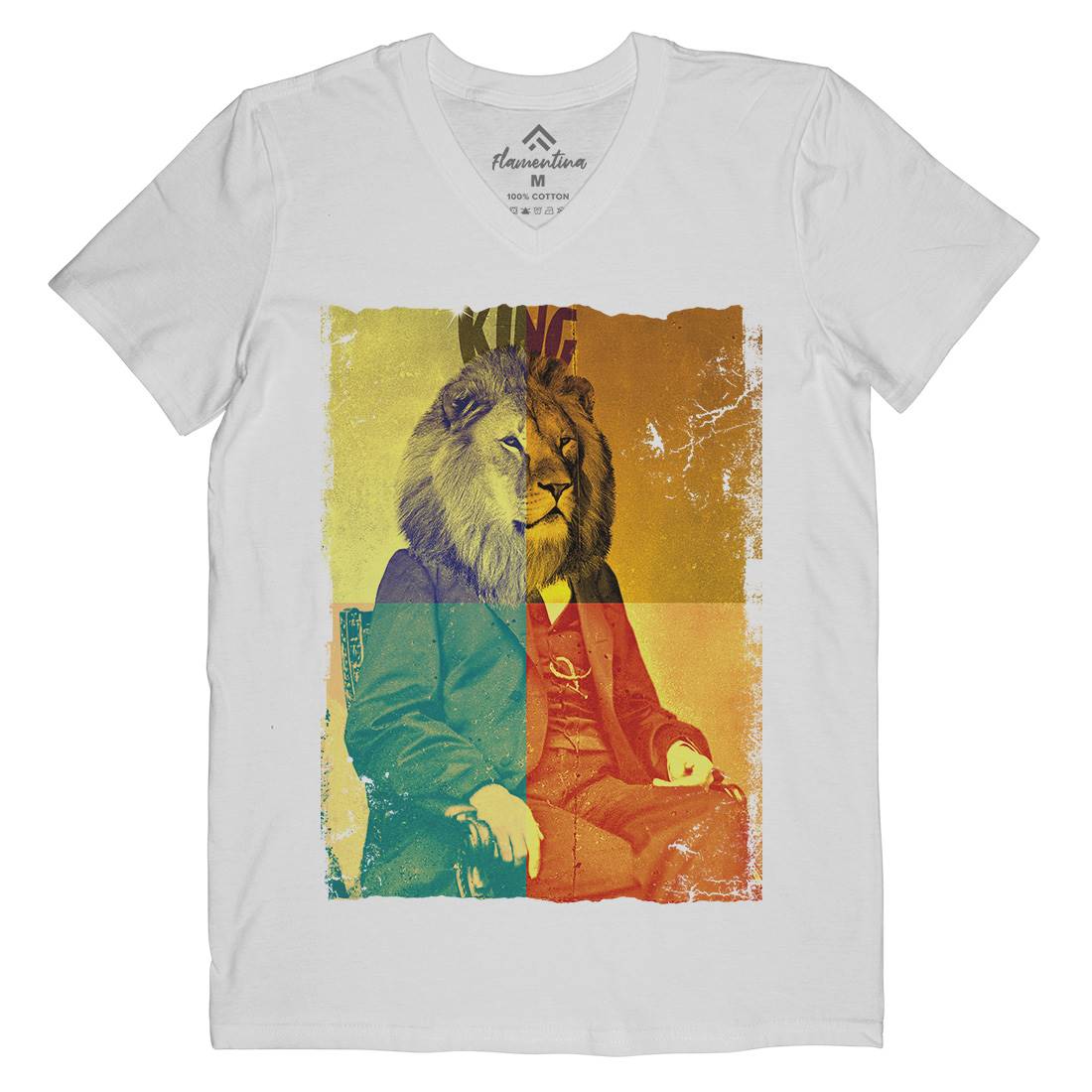 King Lion Rasta Mens V-Neck T-Shirt Drugs A923