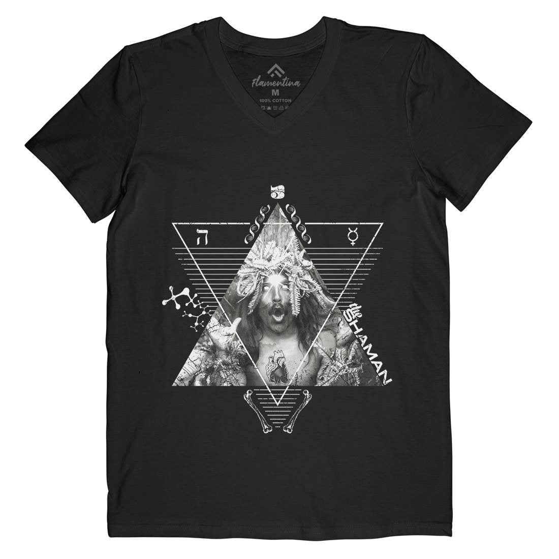 The Shaman Mens Organic V-Neck T-Shirt Illuminati A927