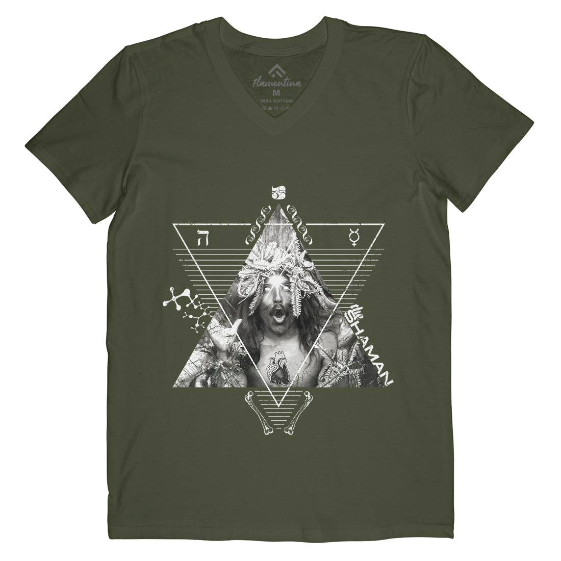 The Shaman Mens Organic V-Neck T-Shirt Illuminati A927