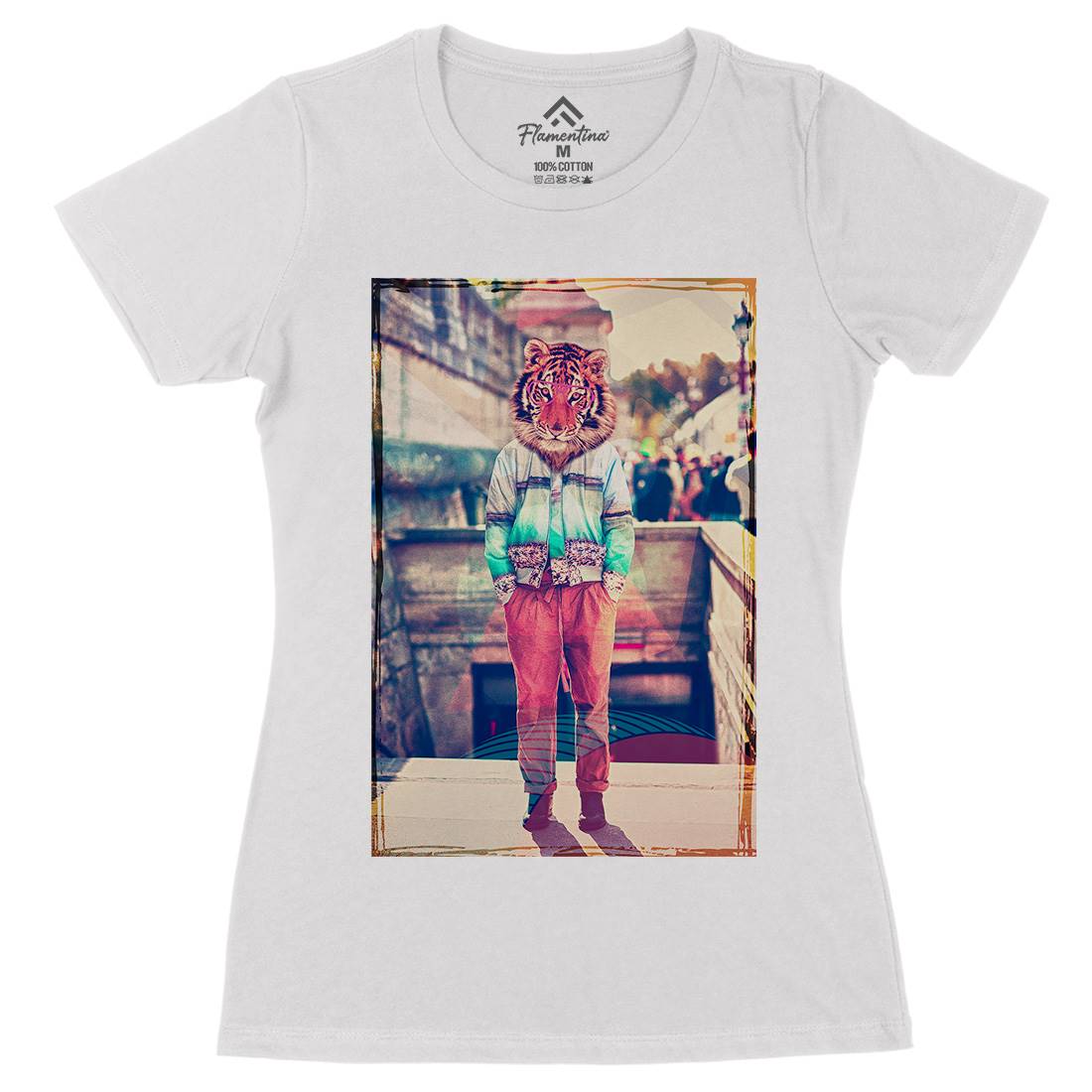Tiger Head Womens Organic Crew Neck T-Shirt Art A930