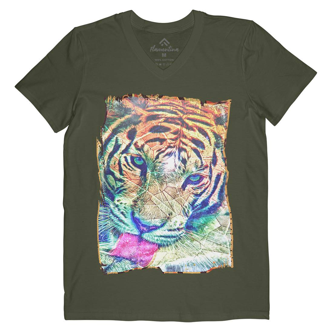 Tiger&#39;s Vibe Mens Organic V-Neck T-Shirt Art A931