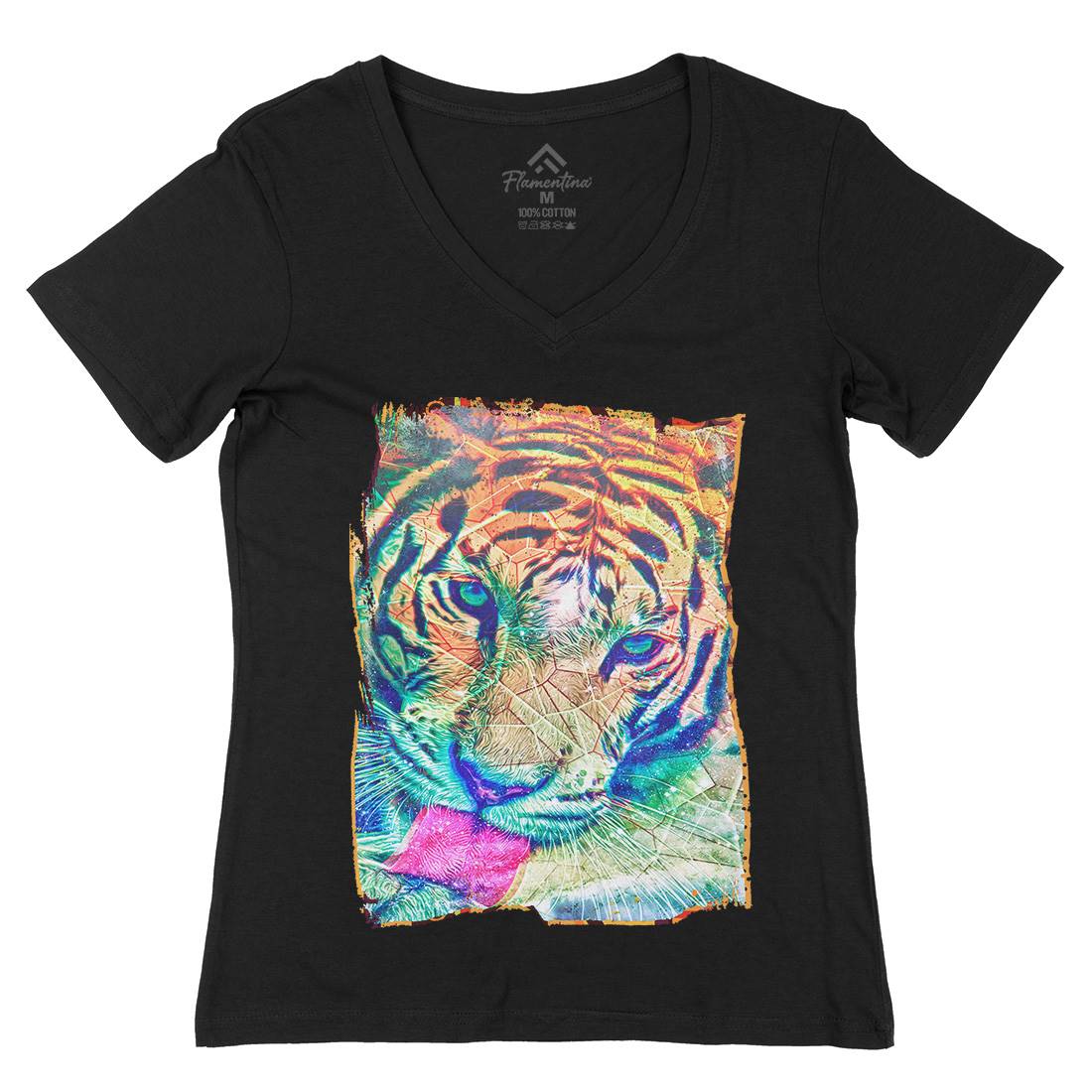 Tiger&#39;s Vibe Womens Organic V-Neck T-Shirt Art A931