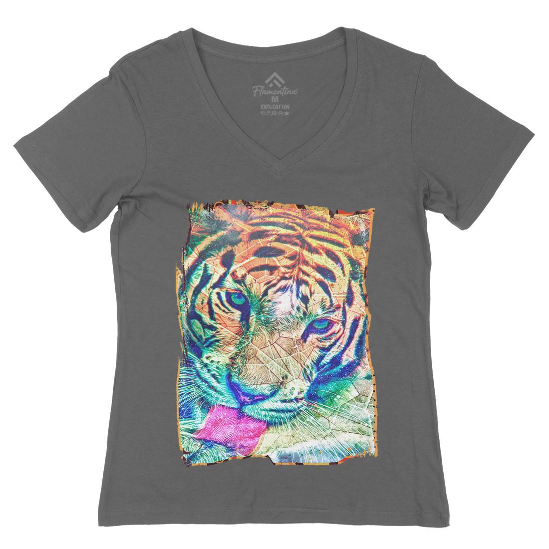 Tiger&#39;s Vibe Womens Organic V-Neck T-Shirt Art A931