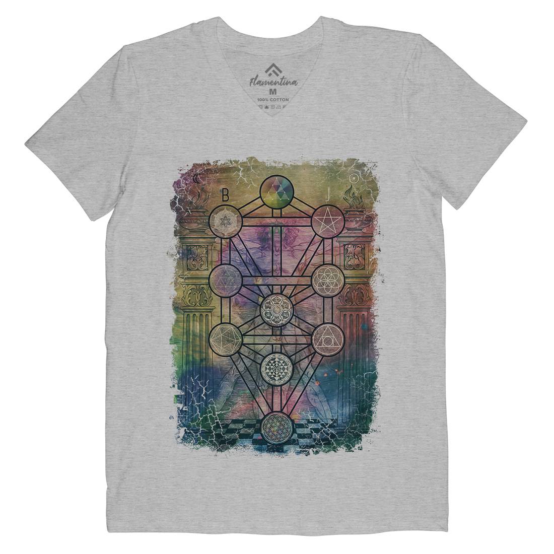 Tree Of Life Mens Organic V-Neck T-Shirt Illuminati A934