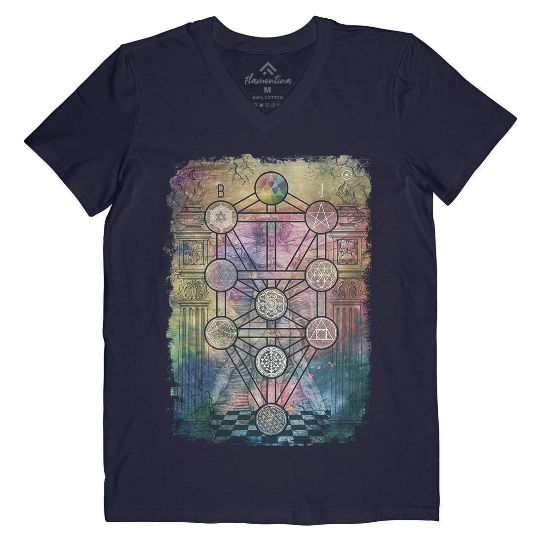 Tree Of Life Mens Organic V-Neck T-Shirt Illuminati A934