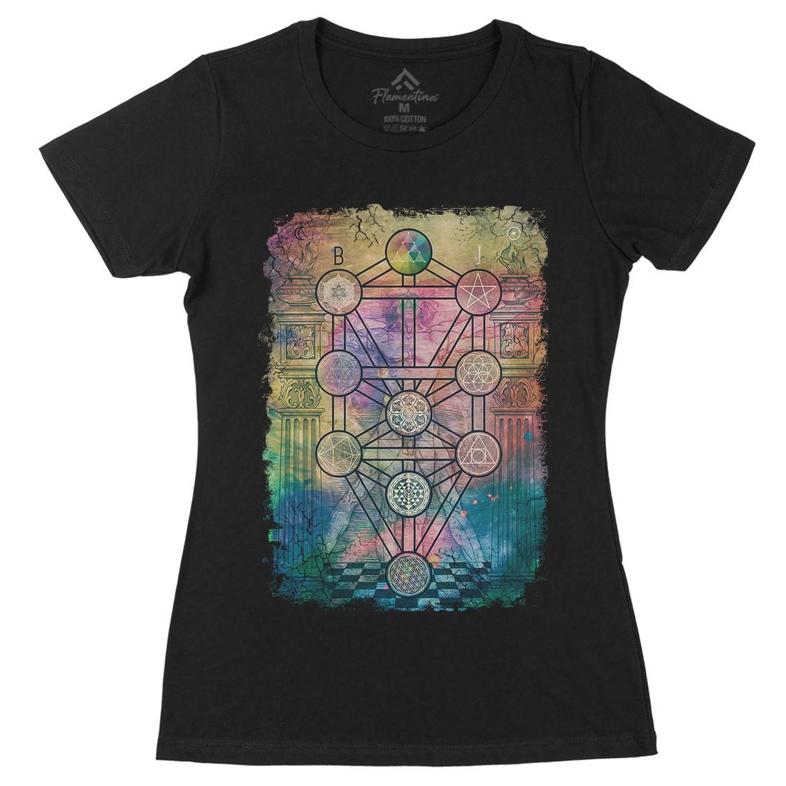 Tree Of Life Womens Organic Crew Neck T-Shirt Illuminati A934