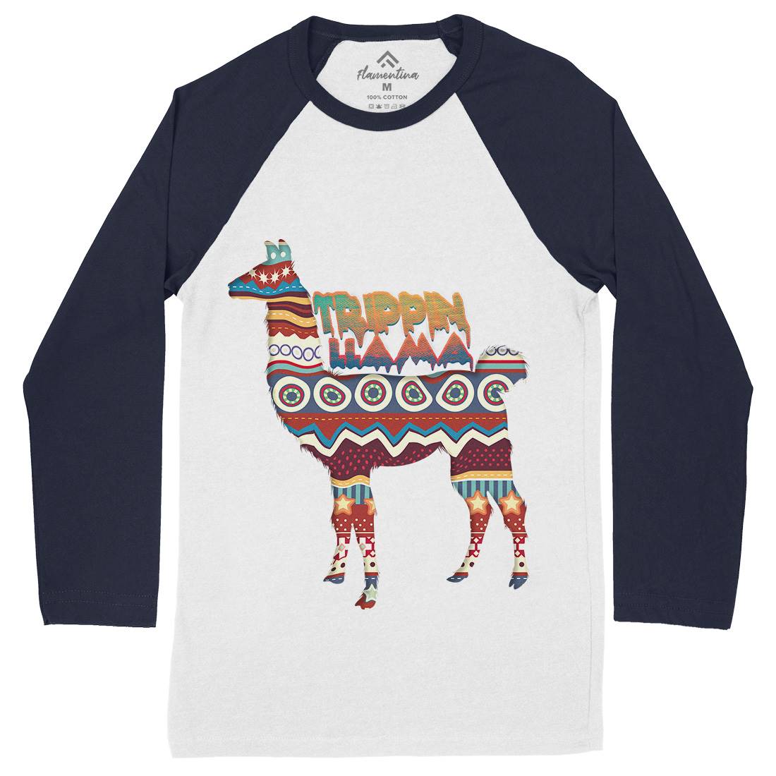 Trippin Llama Mens Long Sleeve Baseball T-Shirt Art A935