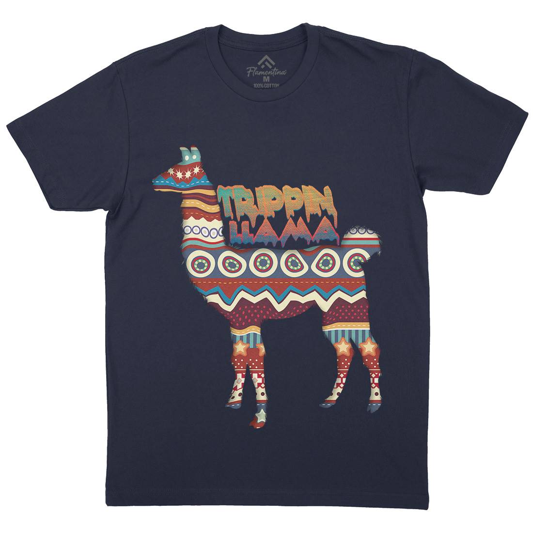 Trippin Llama Mens Organic Crew Neck T-Shirt Art A935