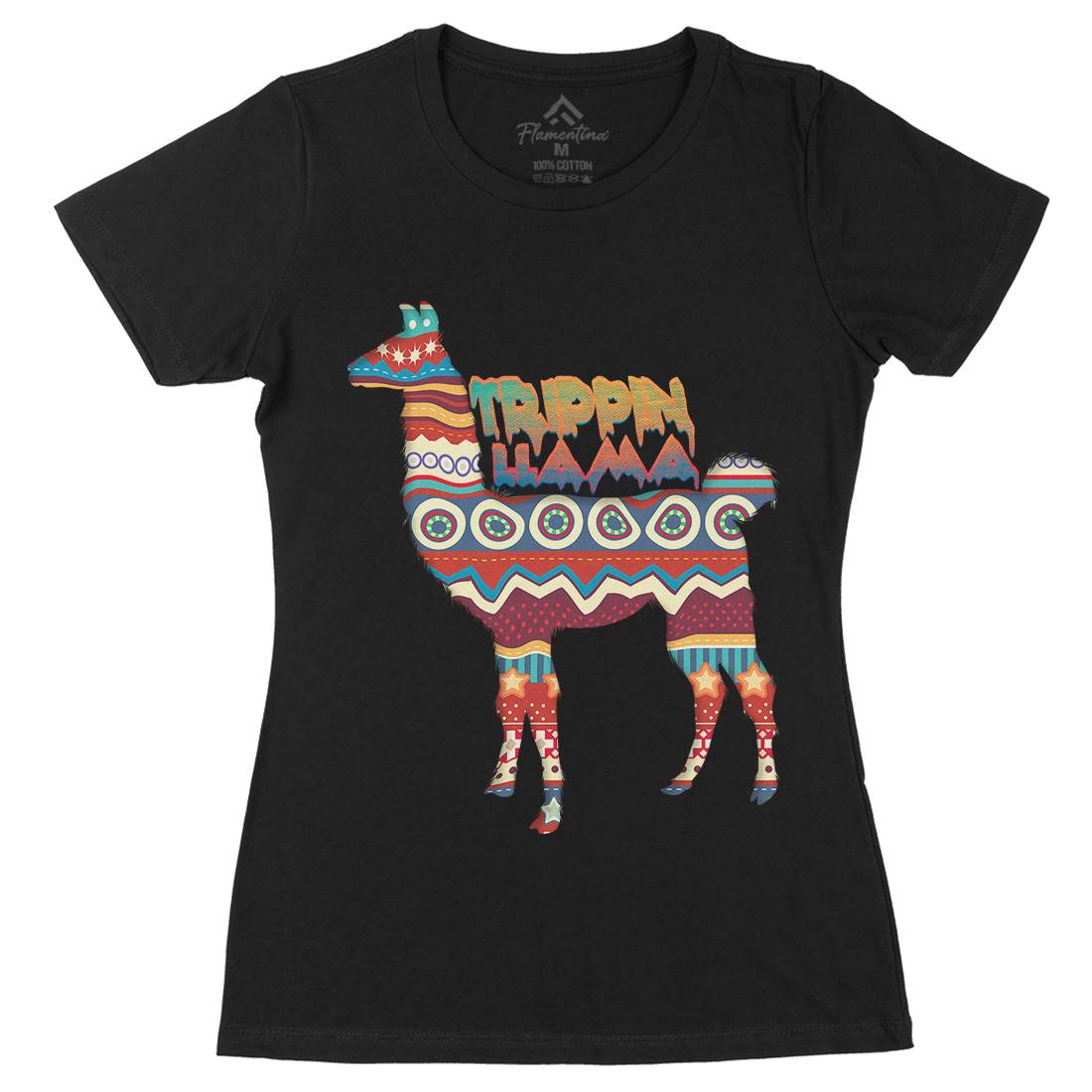 Trippin Llama Womens Organic Crew Neck T-Shirt Art A935