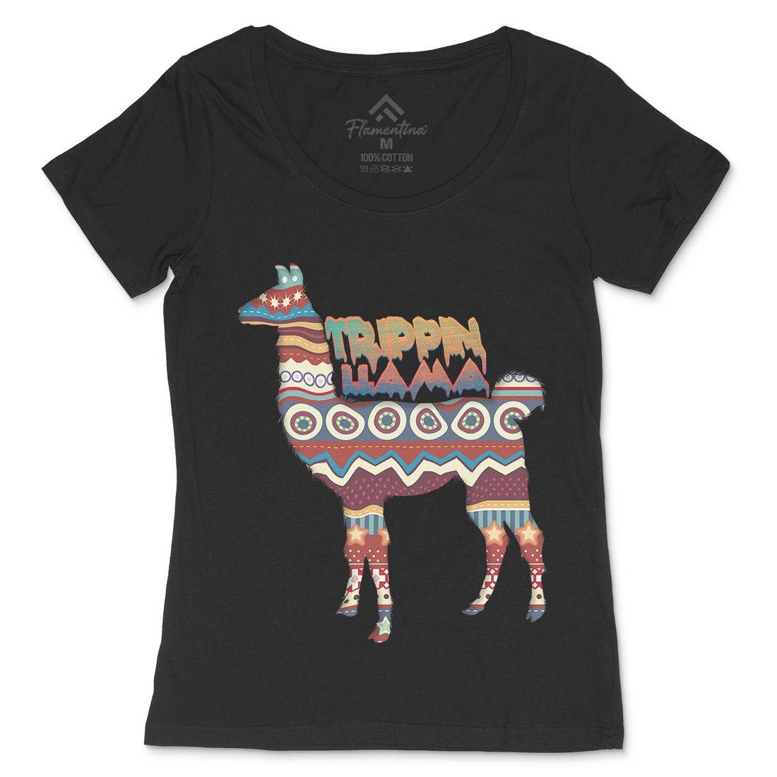 Trippin Llama Womens Scoop Neck T-Shirt Art A935