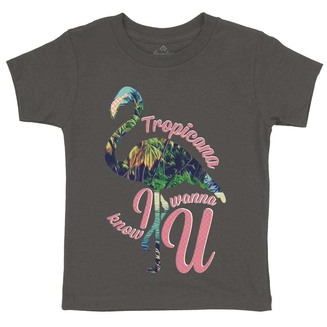 Tropicana Flamingo Kids Organic Crew Neck T-Shirt Art A936