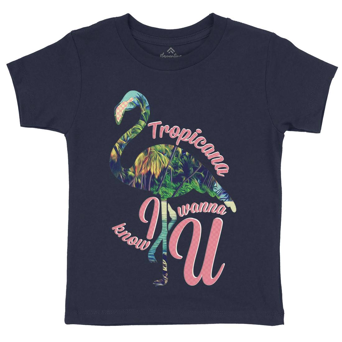 Tropicana Flamingo Kids Crew Neck T-Shirt Art A936