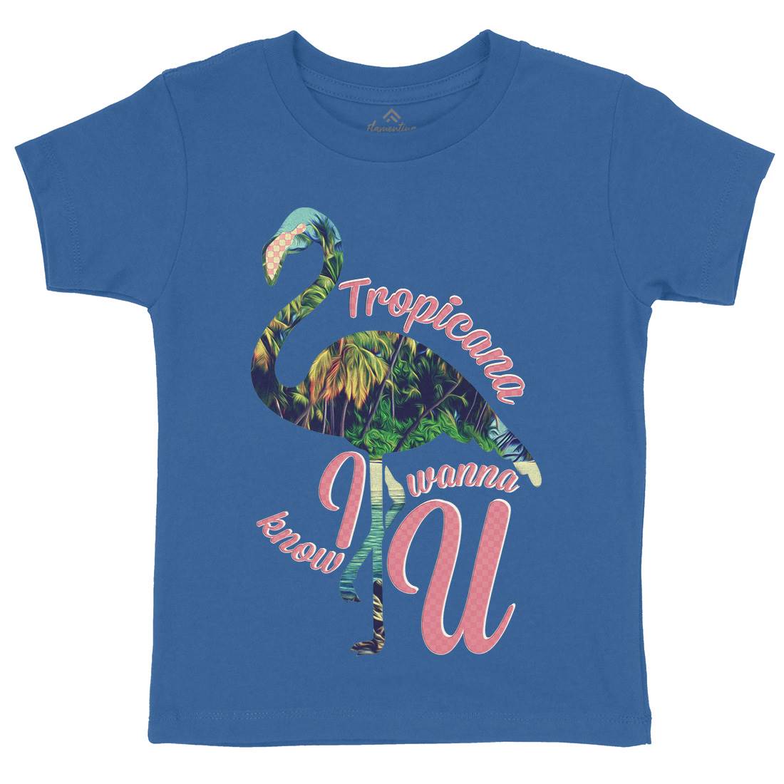 Tropicana Flamingo Kids Crew Neck T-Shirt Art A936