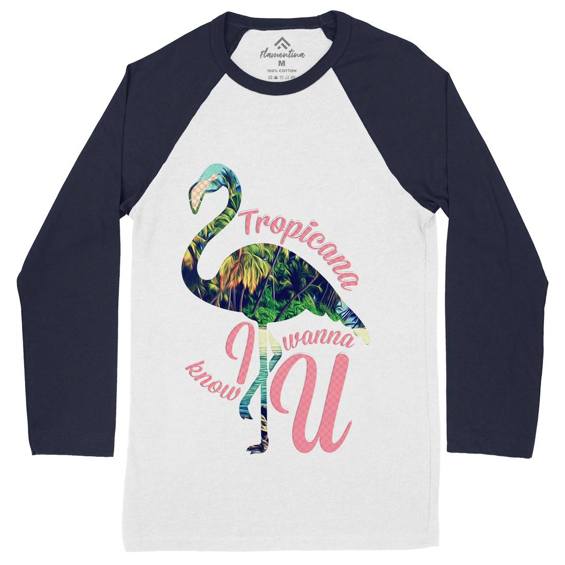 Tropicana Flamingo Mens Long Sleeve Baseball T-Shirt Art A936