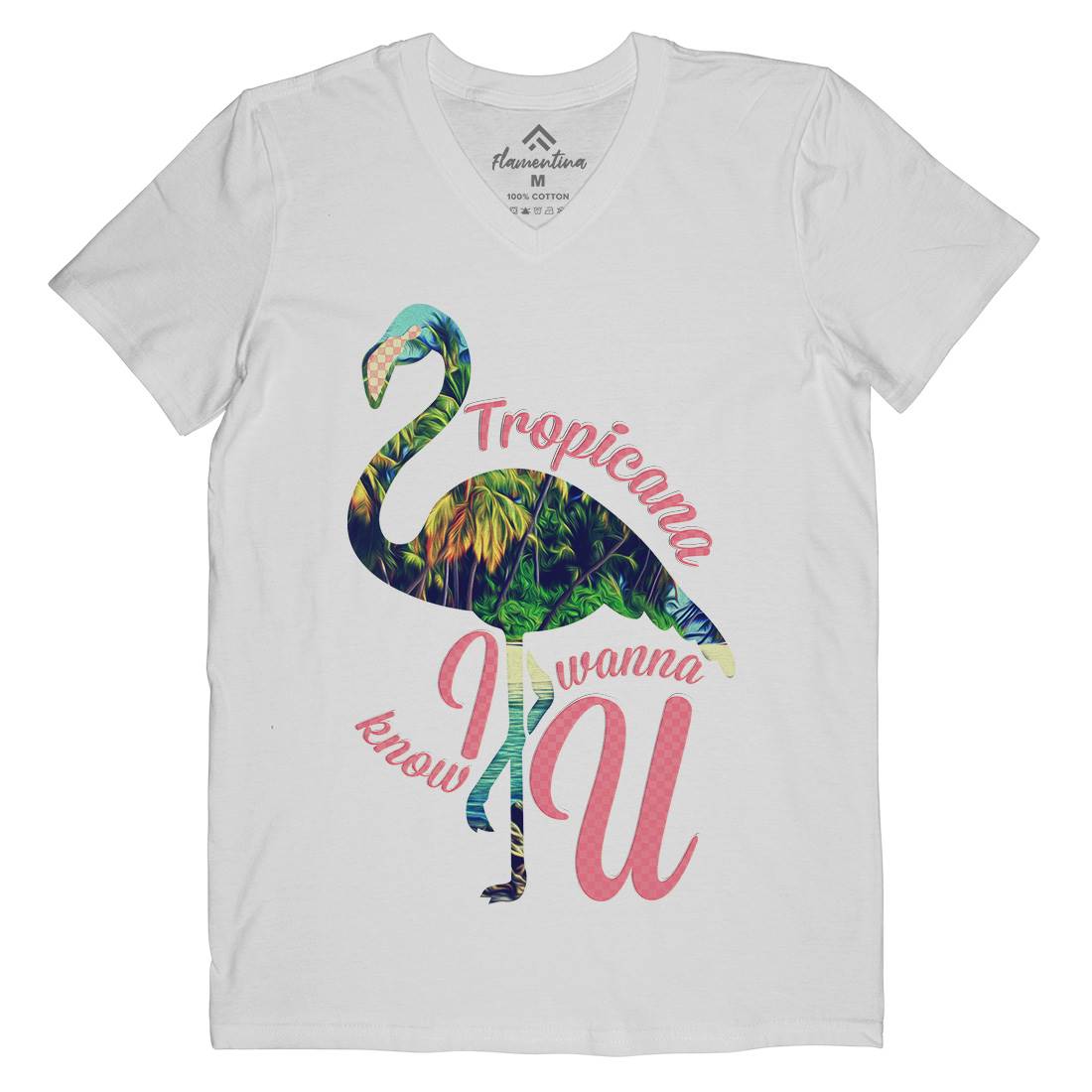 Tropicana Flamingo Mens V-Neck T-Shirt Art A936