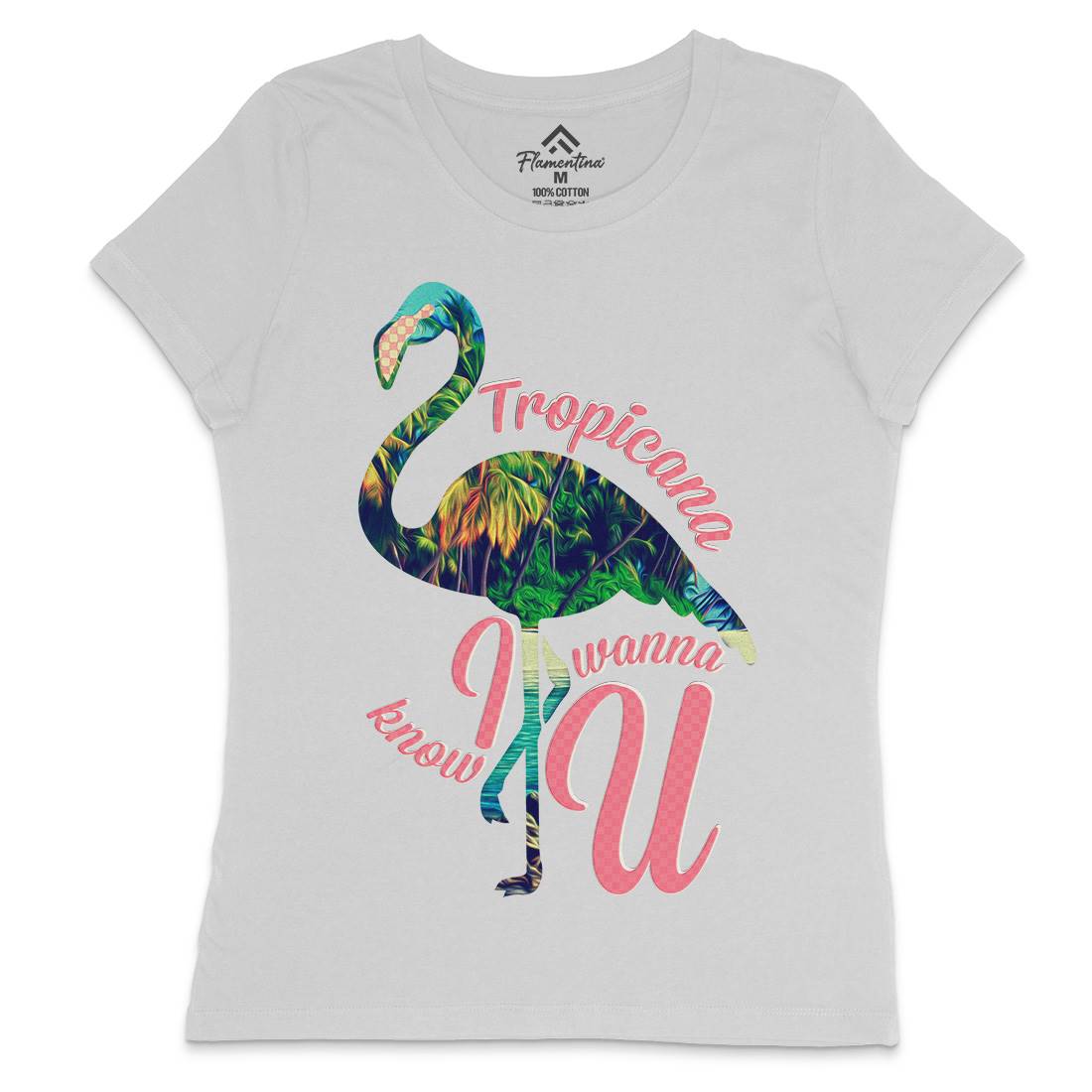 Tropicana Flamingo Womens Crew Neck T-Shirt Art A936
