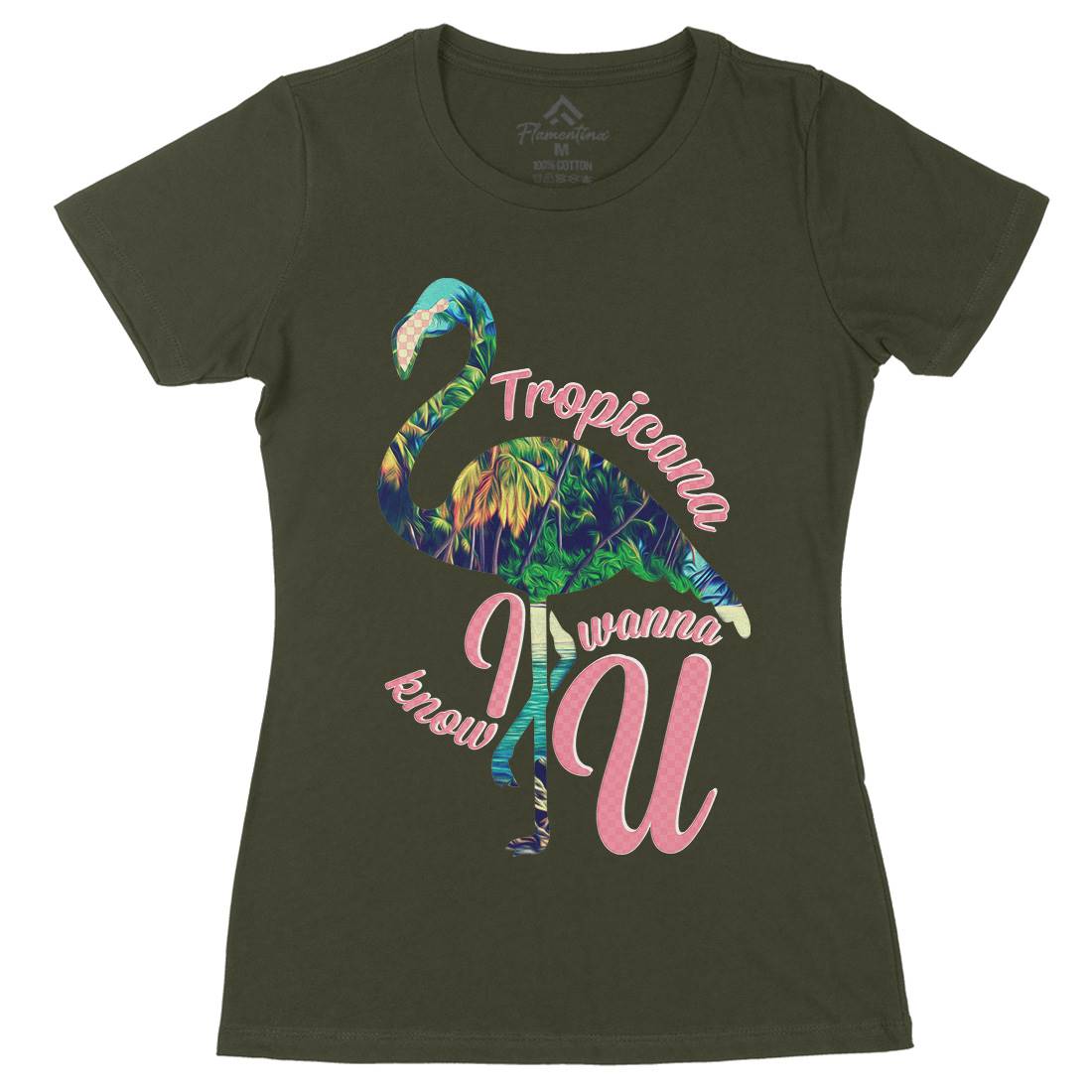 Tropicana Flamingo Womens Organic Crew Neck T-Shirt Art A936