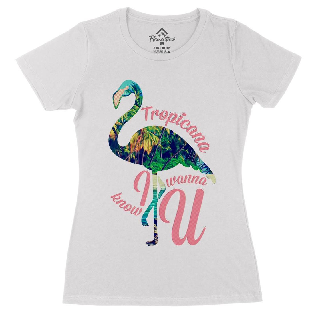 Tropicana Flamingo Womens Organic Crew Neck T-Shirt Art A936