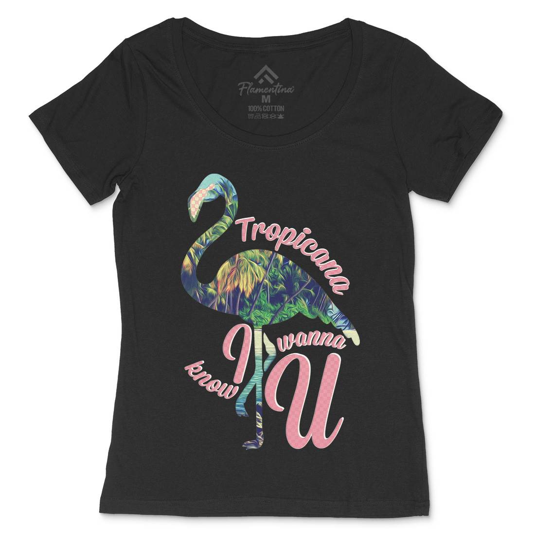 Tropicana Flamingo Womens Scoop Neck T-Shirt Art A936