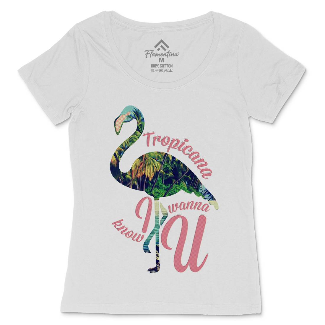 Tropicana Flamingo Womens Scoop Neck T-Shirt Art A936