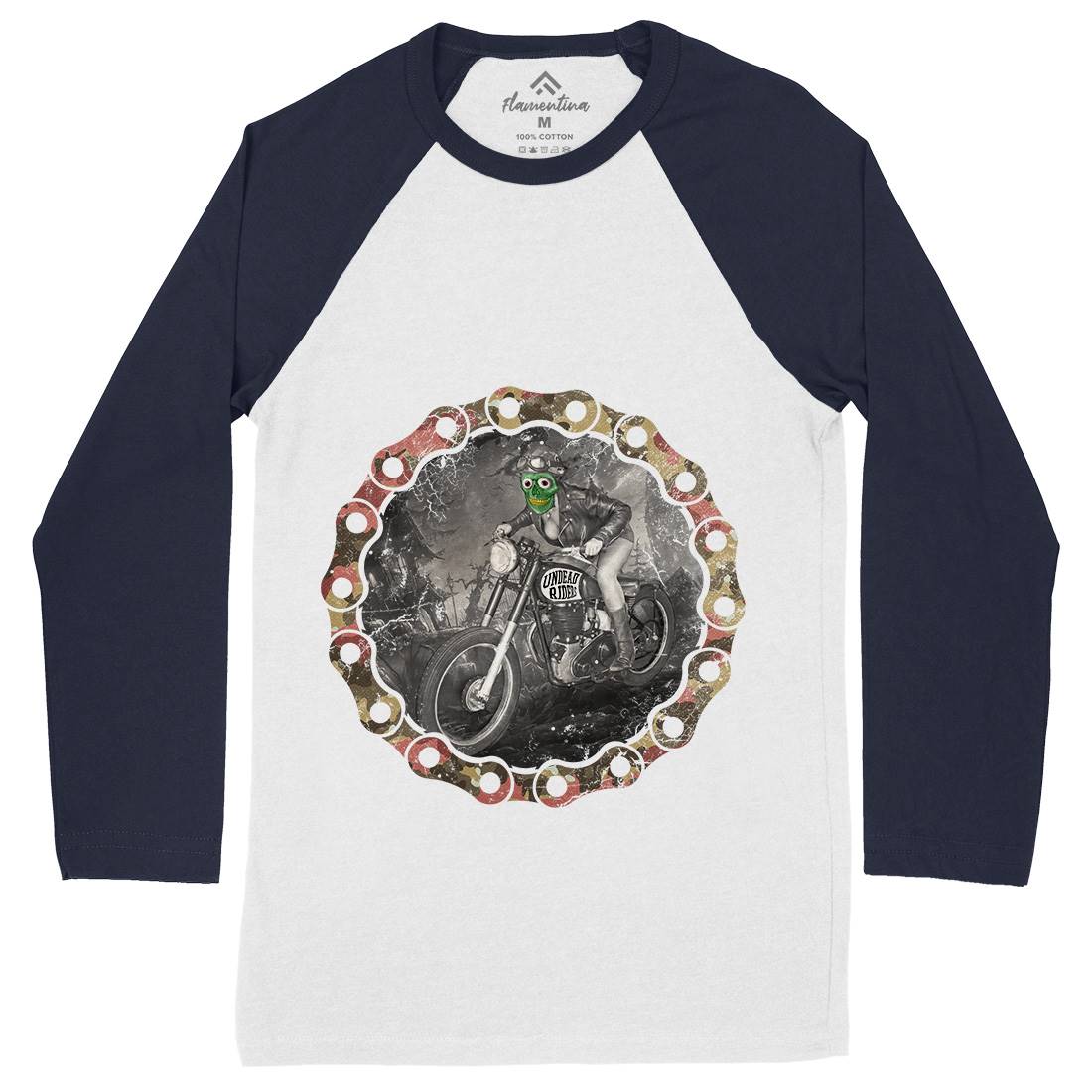 Undead Riders Mens Long Sleeve Baseball T-Shirt Motorcycles A937