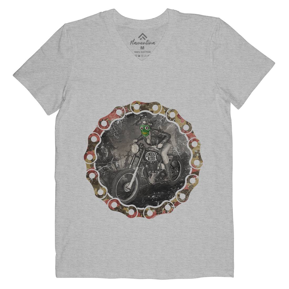 Undead Riders Mens Organic V-Neck T-Shirt Motorcycles A937