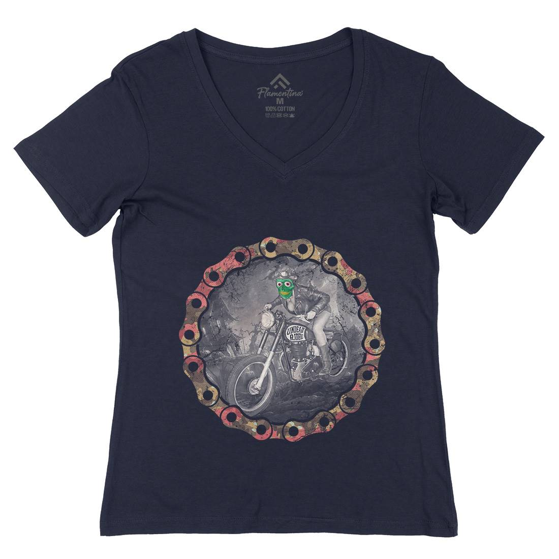 Undead Riders Womens Organic V-Neck T-Shirt Motorcycles A937