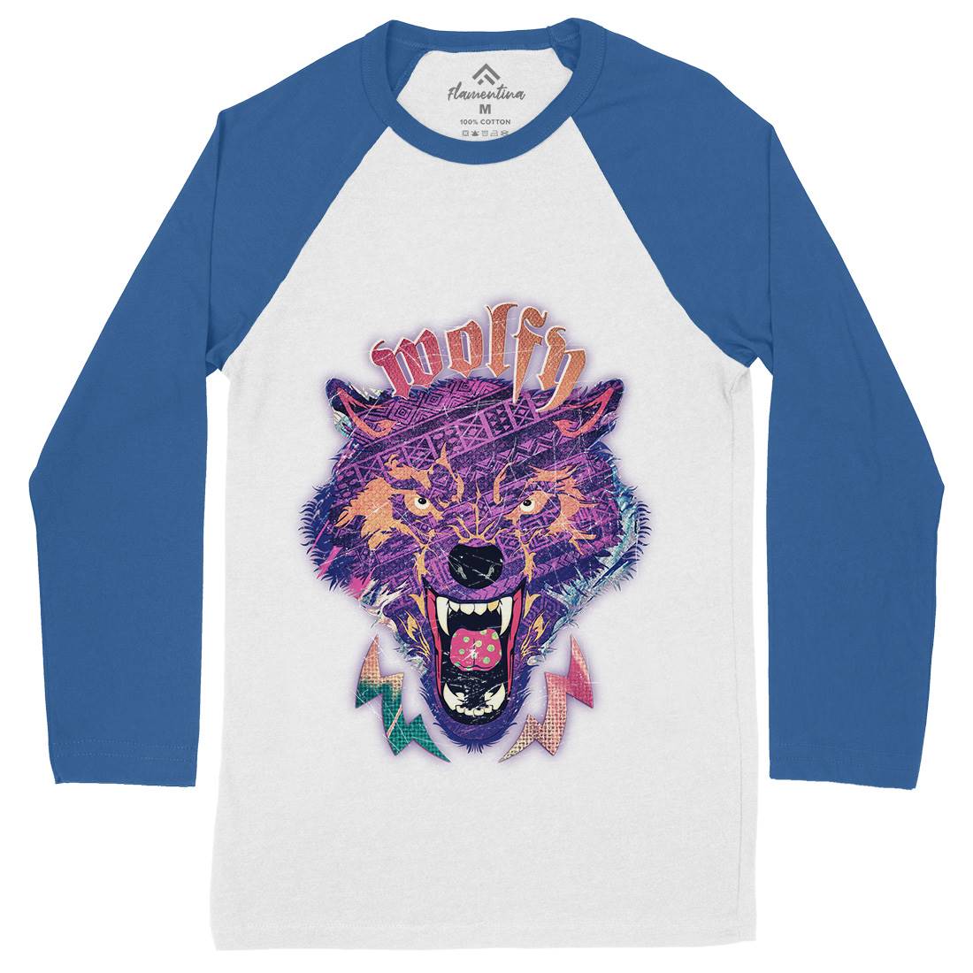 Wolfy Mens Long Sleeve Baseball T-Shirt Animals A943