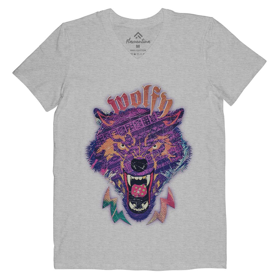 Wolfy Mens Organic V-Neck T-Shirt Animals A943