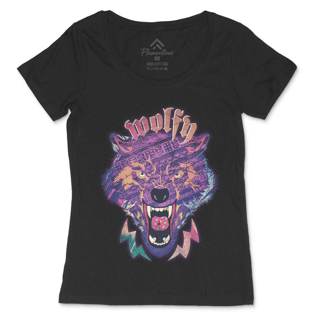Wolfy Womens Scoop Neck T-Shirt Animals A943