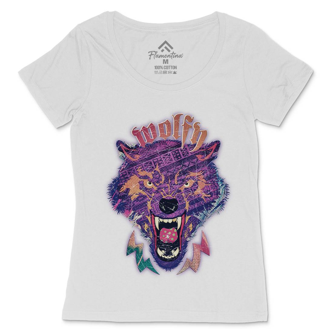 Wolfy Womens Scoop Neck T-Shirt Animals A943