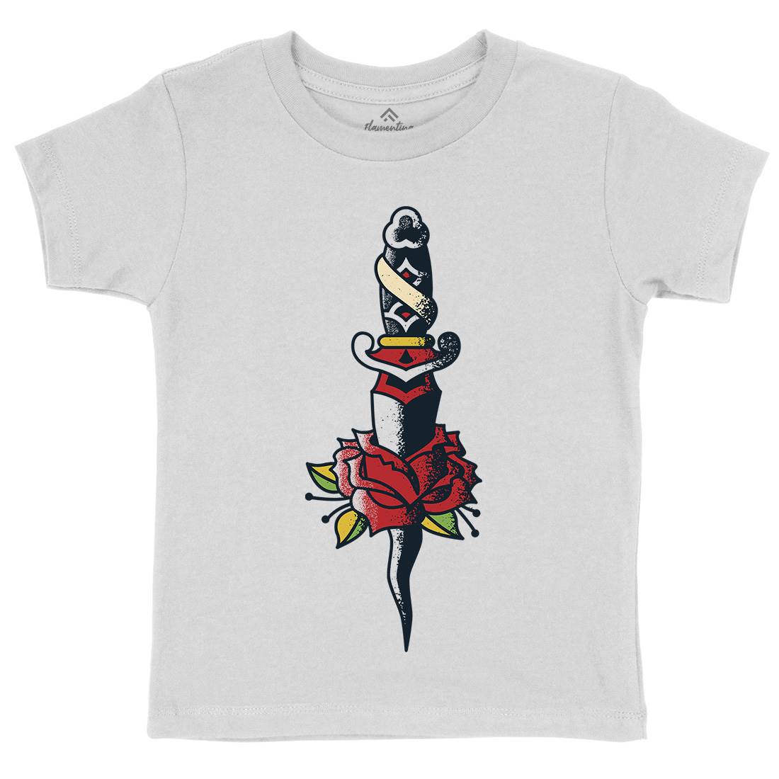 Dagger Roses Kids Crew Neck T-Shirt Tattoo A946