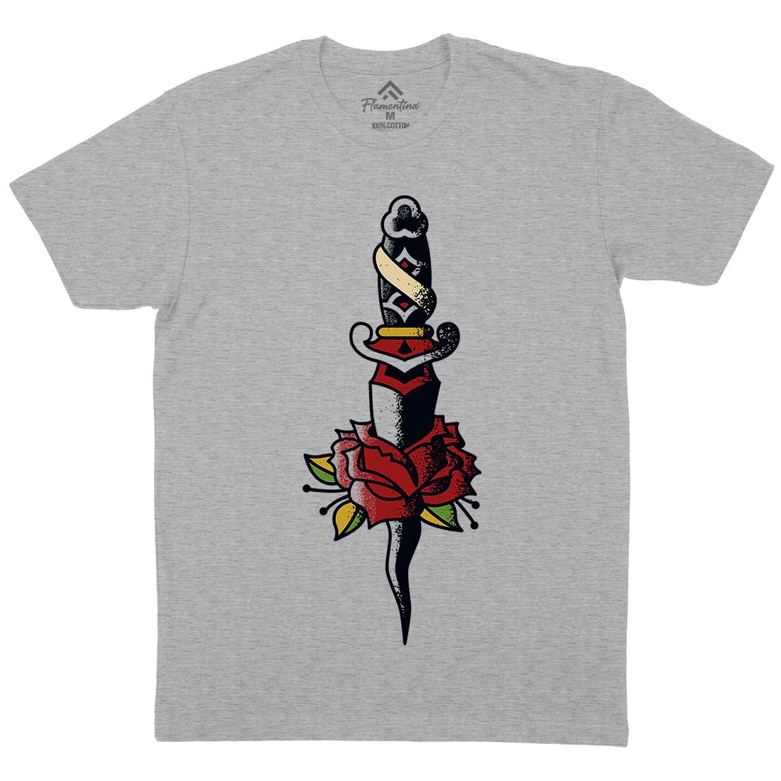 Dagger Roses Mens Crew Neck T-Shirt Tattoo A946