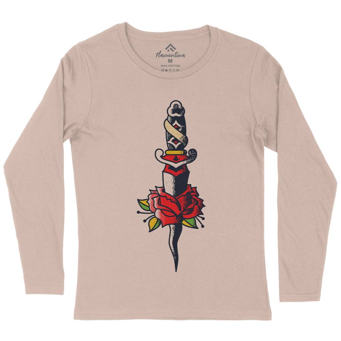 Dagger Roses Womens Long Sleeve T-Shirt Tattoo A946