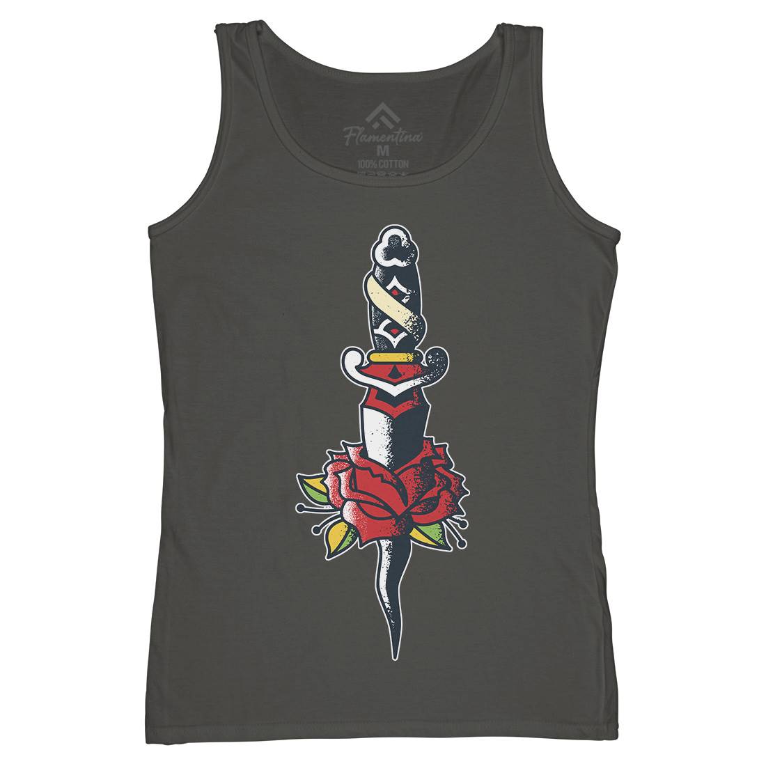 Dagger Roses Womens Organic Tank Top Vest Tattoo A946