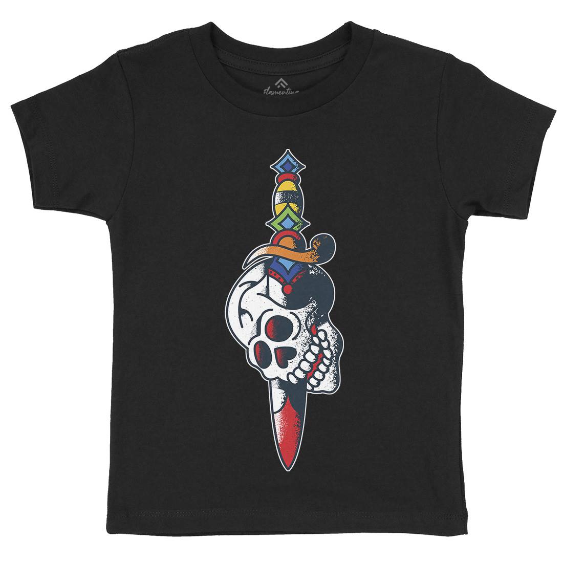 Dagger Skull Kids Organic Crew Neck T-Shirt Tattoo A950
