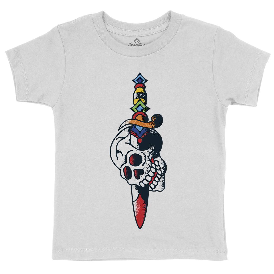 Dagger Skull Kids Organic Crew Neck T-Shirt Tattoo A950