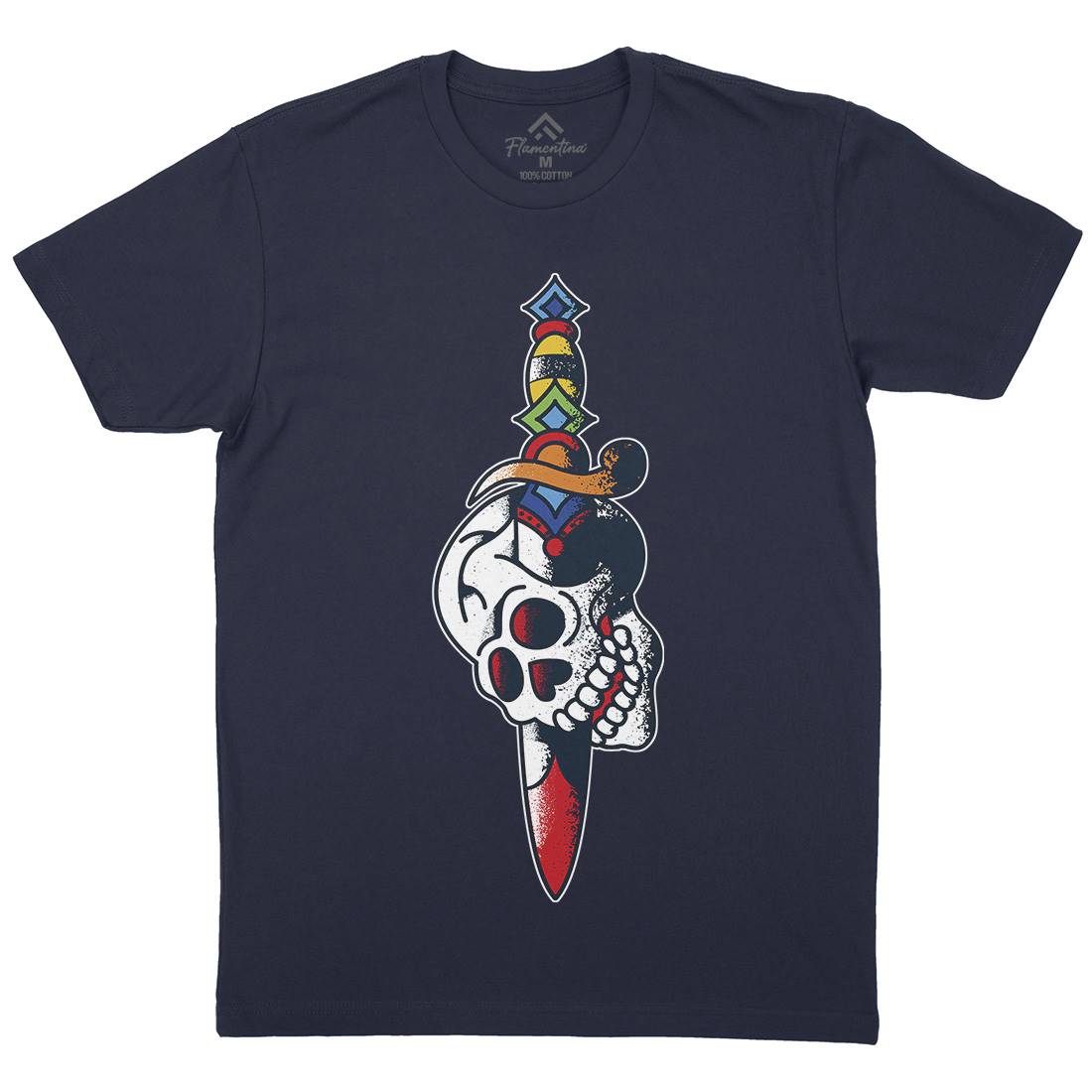 Dagger Skull Mens Crew Neck T-Shirt Tattoo A950